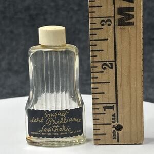 Lentheric Dark Brilliance Mini Perfume Bottle Empty Vtg Vanity Decor Black Label
